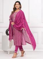 Cotton Purple Casual Wear Embroidery Work Readymade Salwar Suit